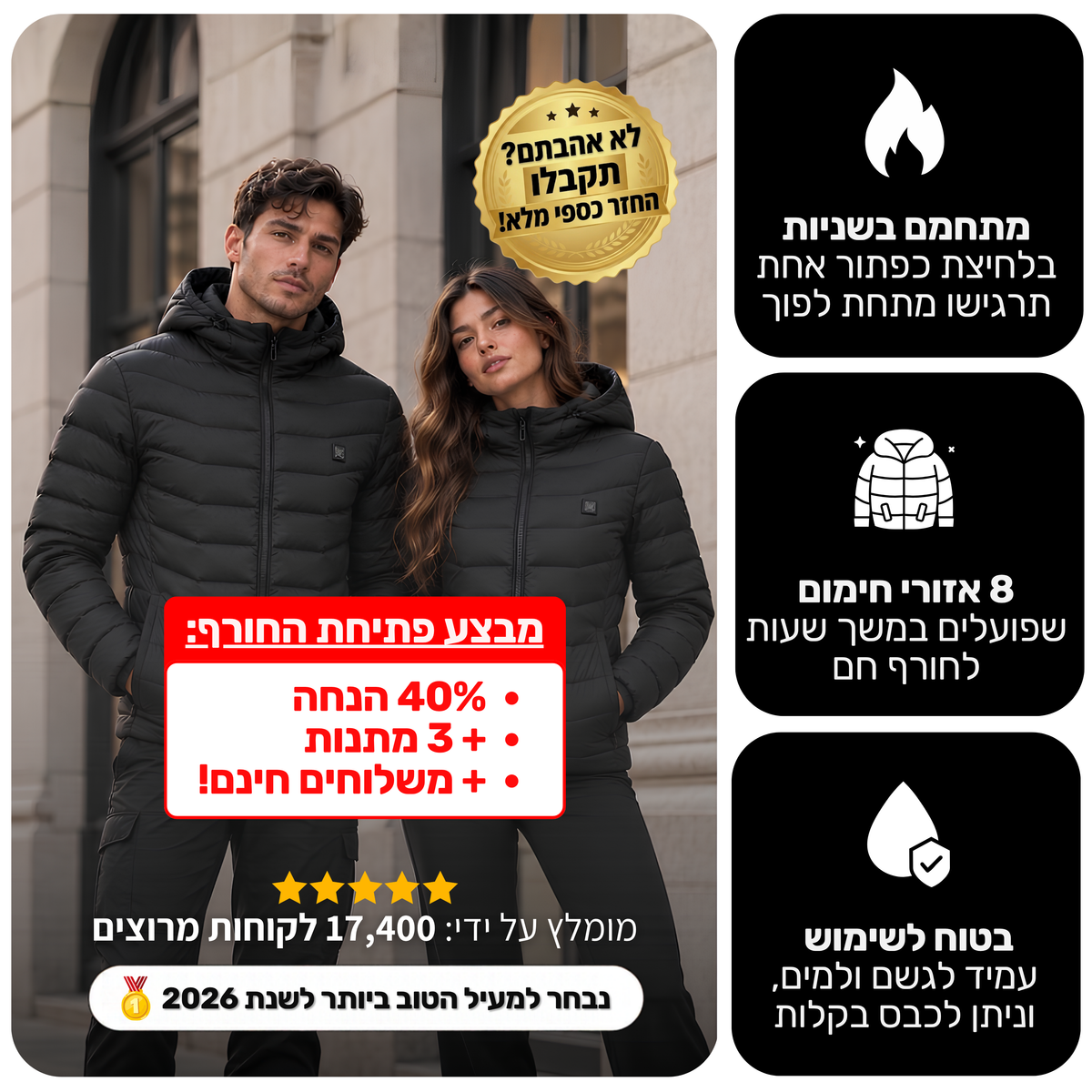 המעיל המחמם של Heatly - שימו סוף לקור של החורף בשניות בודדות 🔥